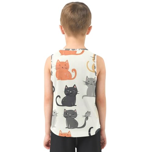susiyo Cartoon Cats Animals Boys Sleeveless Tank Top Girls Athletic T Shirt3
