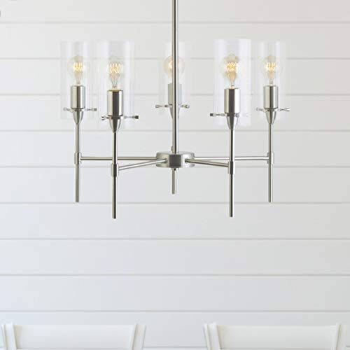 Linea Di Liara Effimero 5-Light Brushed Nickel Chandeliers For Dining Room Farmhouse Dining Room Light Fixture Over Table Modern Kitchen Chandelier Pendant Light Fixtures, Ul Listed #TOP5