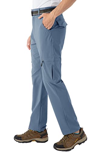 Rdruko Pantalon cargo extensible pour homme - Taille élastique - Léger - Séchage rapide - Pour randonnée, marche, camping - Plusieurs poches, Grey Blue, 36 Cover