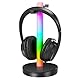 ZANCHIE Funkkopfhörer für Fernseher, Over-Ear kabellose kopfhörer mit RF Sender, Kopfhörer-Ständer mit RGB-Beleuchtung, Reichweite 100 m, Plug-n-Play (mit Optisches und Aux Port)