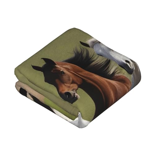 Couverture jeté de canapé et lit plaid imprimé chevaux 152x127 cm - 3