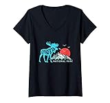 donna grand teton national park moose & mountains typography maglietta con collo a v