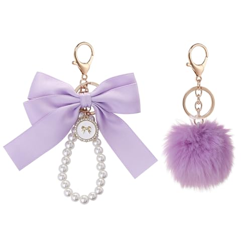 Cute Bow Keychain for Purse, 2 Pcs Bag Charms for Handbags, Purse Accessories Charms Gifts for Girls Women