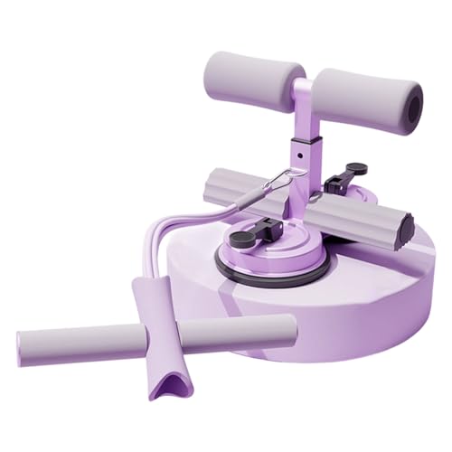 Sit-Up Assistant with Dual Suction Cups & Handle, 3-Level Height Adjustable Core Trainer, Double-Layer NBR Foam Abdominal Exercise Equipment for Home Workouts, Men & Women (Purple)
