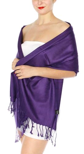 SERENITA Pashmina Scarfs for Women Large Cashmerefeel Reversible Shawl Wraps | Soft Wedding Scarf, 42 Mulberry