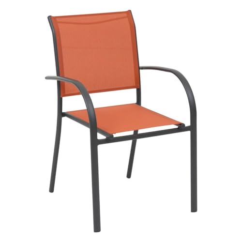 Hespéride - Fauteuil Piazza Ambre et Graphite - L. 56 x P. 65 x H. 87 cm - Mobilier d'Extérieur pour Terrasse Balcon Patio