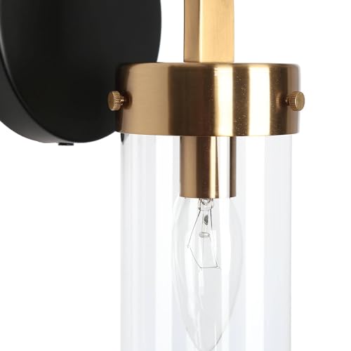 Image of KSANA Wall Sconces, Black and Gold Wall Lights for Bedroom, Modern Glass Bathroom Wall Lamps for Living Room, Hallway