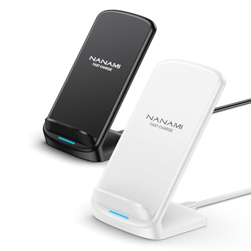 Wireless Charger Stand [2 Pack] - NANAMI 10W Qi-Certified Fast Wireless Charging Stand for Apple iPhone 17/17 Air/16/15/14/13/12 Pro,Desk Phone Charger Dock for Samsung Galaxy S24/S23/S22/S21, Pixel 6
