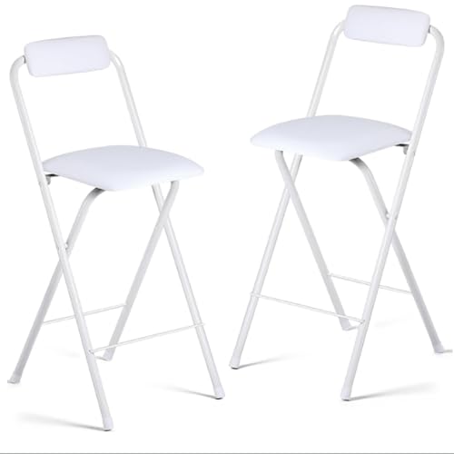 Taburetes de bar plegables con respaldo y reposapiés, sillas de cocina portátiles con marco de metal para asientos de desayuno con altura de mostrador