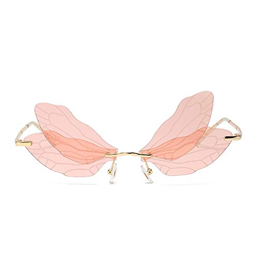 Image of ENTHYI Dragonfly Wing Shape Sunglasses for Women /Men Frameless Irregular Glasses Shades Party Sun Glasses