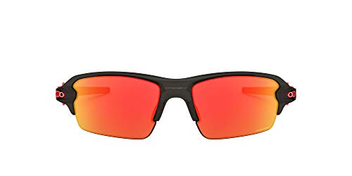 Oakley Men's OO9271 Flak 2.0 Low Bridge Fit Rectangular Sunglasses, Grey Smoke/Prizm Ruby, 61 mm