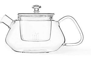 Viva Nicola All Borosilicate Glass Teapot, Lid, with Removable Infuser for Loose...