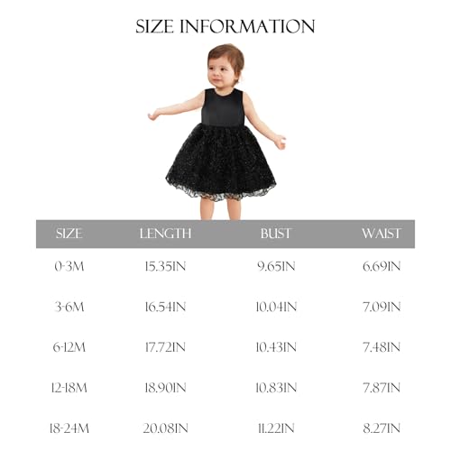 Sobowo Baby Girl Black Dress Toddler Flower Sequin Tulle Sleeveless Birthday Wedding Formal Party Dresses Princess 0-24M thumb #5
