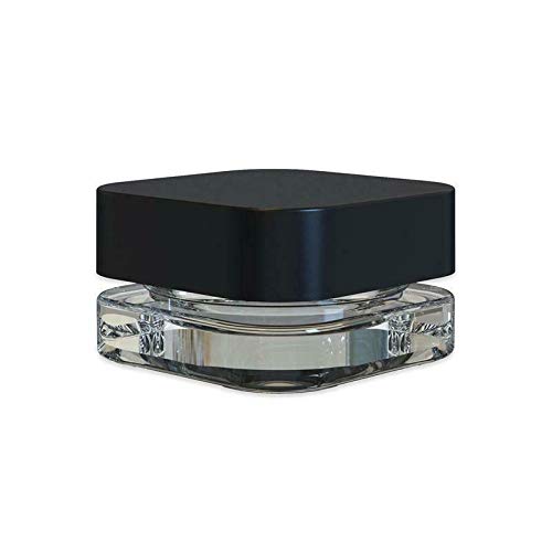 5mL Thick Glass Cube Stash Jar Container (Black Top, Glass Bottom) (2 Pack)