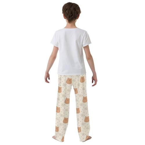 Boys' Pants Cute Cat Flowers Long Bottoms Jogger Pants Elastic Waist Trousers with Pockets S-XL3