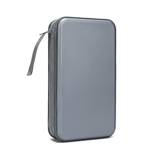 Estojo de armazenamento de CD/DVD com capacidade para 96 unidades, organizador de fichário, estojo portátil com zíper de plástico rígido para CD/DVD, carteira para carro, casa, escritório, viagens