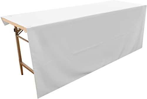 のれん工房 防炎テーブルクロス 無地 白 イベント 展示会 説明会 即売会 140cm×180cm 防炎トロマット ホワイト 97136