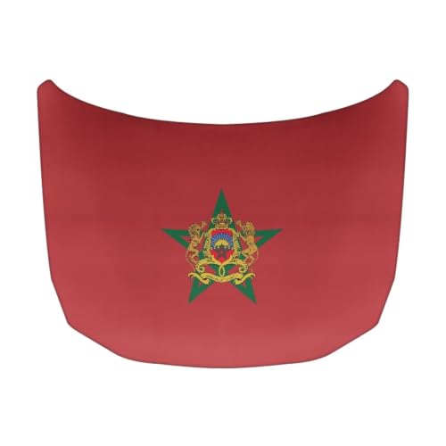 Image of Car Hood Cover Morocco Flag Print Car Hood Protector Waterproof Universal Automotive Exterior Accessories Patriotic Decorations for Compact Vehicles Sedans Trucks SUVs for Sports Events