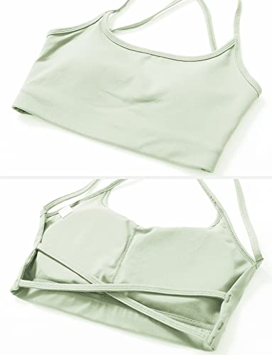 Workout Sports Bras for Women Padded Backless Low Impact Fitness Yoga Bra Criss-Cross Strappy Cropped Tank Top