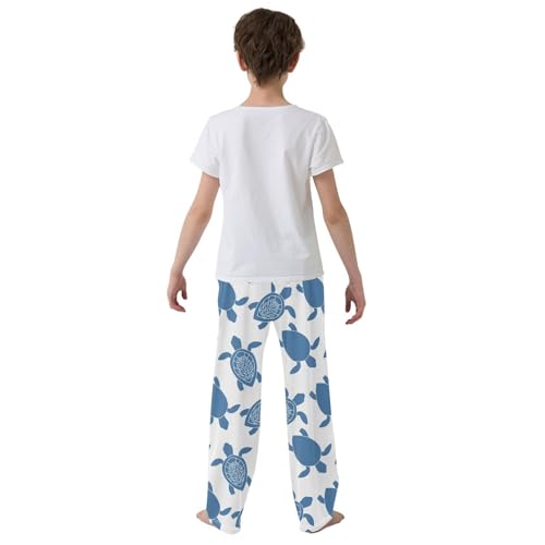 Boys' Pants Doodle Sea Blue Silhouette Long Bottoms Jogger Pants Elastic Waist Trousers with Pockets S-XL3