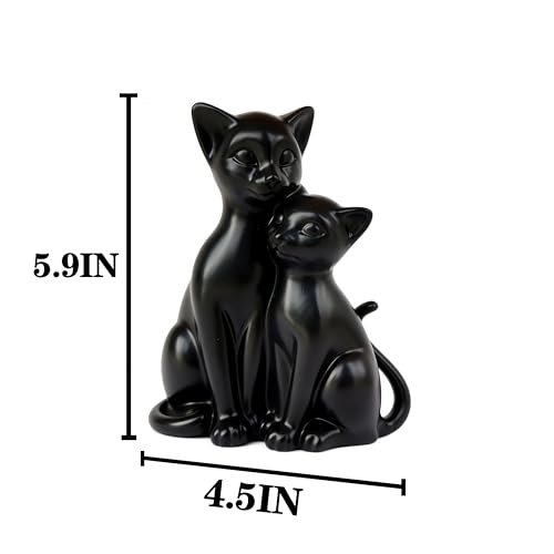 Estatua pareja gatos negros decoración artística moderna miniatura 5