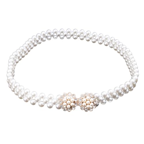 YARNOW Cinturón de Cintura Elástico para Mujer Perlas Acrílicas y Diseño Floral Delicado Adecuado para Vestir en Fiestas y Eventos