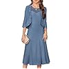 GRACE KARIN Mother of The Bride Dress – Wedding Guest Formal Evening Dress – Lace Sequins Midi Dress with Jacket