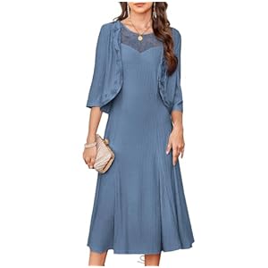GRACE KARIN Mother of The Bride Dress – Wedding Guest Formal Evening Dress – Lace Sequins Midi Dress with Jacket