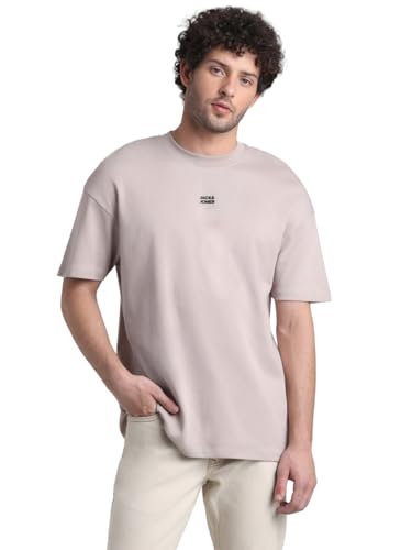 Jack & Jones Men Pure Cotton Oversized T-Shirt | Boxy Fit | Drop Shoulders
