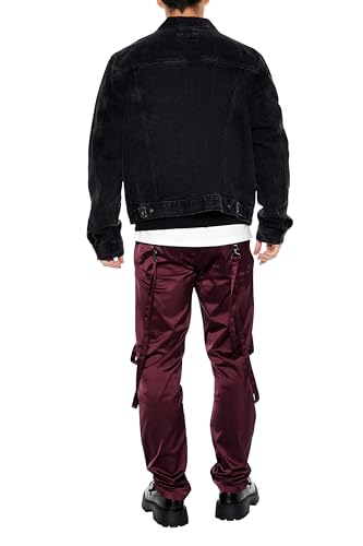 Forever 21 Men's Satin Drawstring Utility Strap Pants4