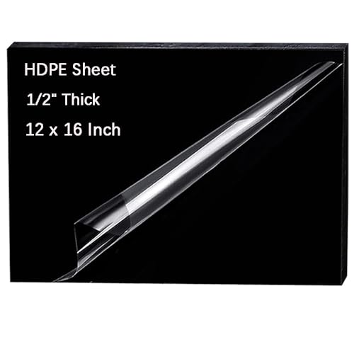 Image of High-Density Polyethylene (HDPE) Plastic Sheet 1 /2 inch Thick 12 inch X 16 inch- Black HDPE Sheet,for Machining,for DIY,Heavy Duty Industry,Engineering,High-Density Polyethylene Plastic Block (Pack of 1)
