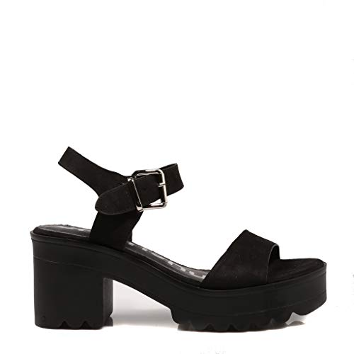 EMMSHU Lanae, Sandalia Mujer, Black, 41 EU