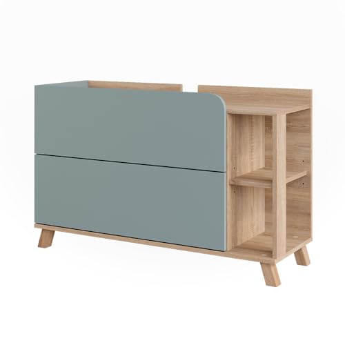 Vicco Meuble sous Vasque Karen, Sonoma/Bleu, 100x65cm avec 2 tiroirs, pour Installation sous lavabo...