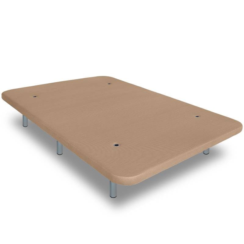 Ventadecolchones - Base Tapizada Modelo Drago Súper-Reforzada con Aireadores y Sistema Antirruido con 7 Patas de 27 cm y 7 Barras transversales 3D Beige Medida 135x200 cm