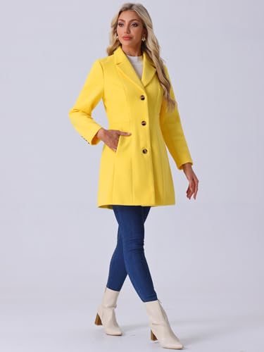 Image of Allegra K Womens Winter Elegant Pea Coat 2026 Single Breasted Long Overcoat | Notch Lapel Collar, Warm, Work Office Trench Coats,Outwear Outfit