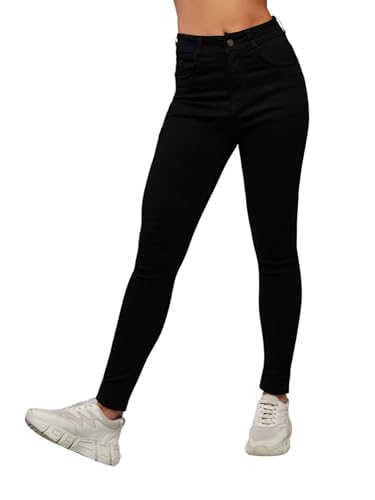 Image of Miss Chase Women's Skinny High Rise Cropped Fringed Hemline Detailing Stretchable Denim Jeans