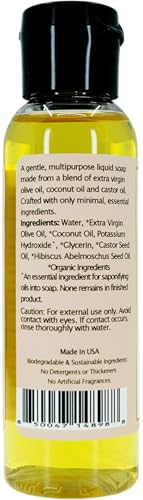 Image of Claya Ambrette Liquid Castile Soap - Organic Ingredients, Biodegradable, Gentle for Sensitive Skin, Versatile Use and Travel Size (2 Pack of 2 fl oz)