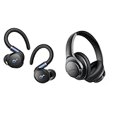 Soundcore Sport X20 by Anker, True-Wireless Workout Earbuds, with Life Q20 Hybrid Active Noise Cancelling Headphones, Wireless Over Ear Bluetooth Headphones,70H Playtime, Hi-Res Audio, Deep Bass
