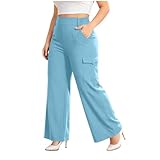 xiaoleilemon Womens Plus Size Cargo Pants High Waist...