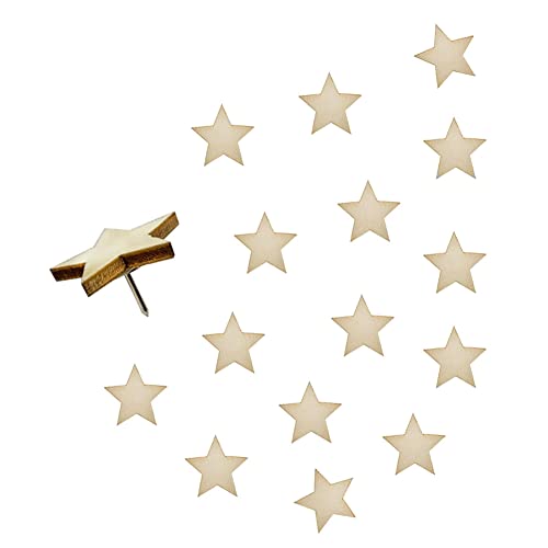 30 Pcs Wood Push Pins Star Shape Cute Decorative Thumbtacks For Cork Boards Map Photos Calendar And Home Office Craft Projects With Box（Star） #TOP5