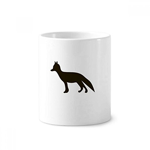 Gobelet céramique blanc motif animal renard noir porte-stylo et brosse à dents 350ml