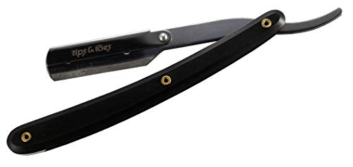 Straight Edge Barber Razor for Men and Women Classic Shaving-Stainless Steel with Strong Plastic Handle (Black)