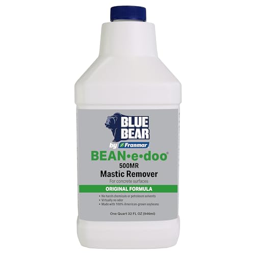 Blue Bear® 500MR Bean•e•doo Mastic Remover –Professional Soy-Based Adhesive Remover for Carpet, Tile & Asbestos Mastics – Low-Odor, Non-Toxic, Safe for Schools & Hospitals –1 Quart