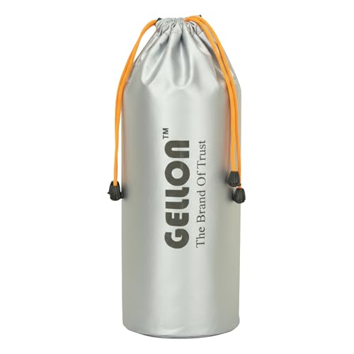 Image of Gellon Bottle Cover In Umbrella Cloth For 750 ML, 1 L to 1.5 Litre Water Proof Drawstring Closer For Travel, Hiking, Office & School Kids In Black Color (Silver)