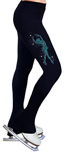 NY2 SPORTSWEAR Figure Skating Practice Pants with Spangles S102 - Child Sizes- (Child Extra Small) Black