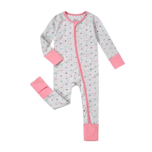 Image of Teach Leanbh Unisex Baby Cotton Pajamas with Mittens and Feet Cuffs 2 Way Zipper Long Sleeve Romper Sleep and Play