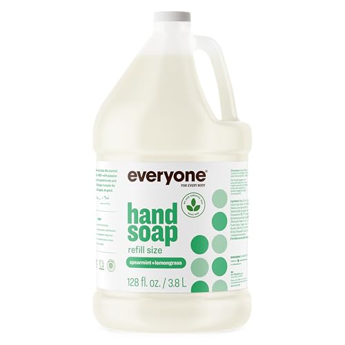 Image of Everyone Liquid Hand Soap Refill, 1 Gallon, Spearmint and Lemongrass, made with Essential Oils for Kitchen and Bathroom
