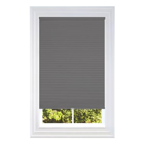BlindsAvenue Cellular Honeycomb Cordless Shade, 9/16" Single Cell, Blackout, Anthracite, Size: 38" W x 72" H