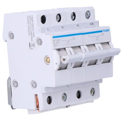 Hager - Modularschalter 2-polig 63A gemeinsam oben i-0-ii 4M