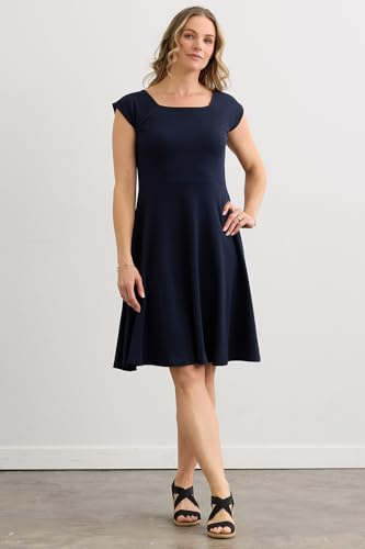 Image of Fair Indigo Women's 100% Organic Pima Cotton Ballet Neck Dress